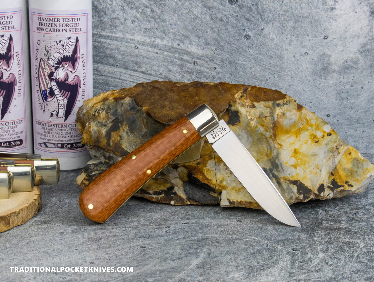 Great Eastern Cutlery #745125 Tidioute Cutlery Mustang Rust Linen Micarta