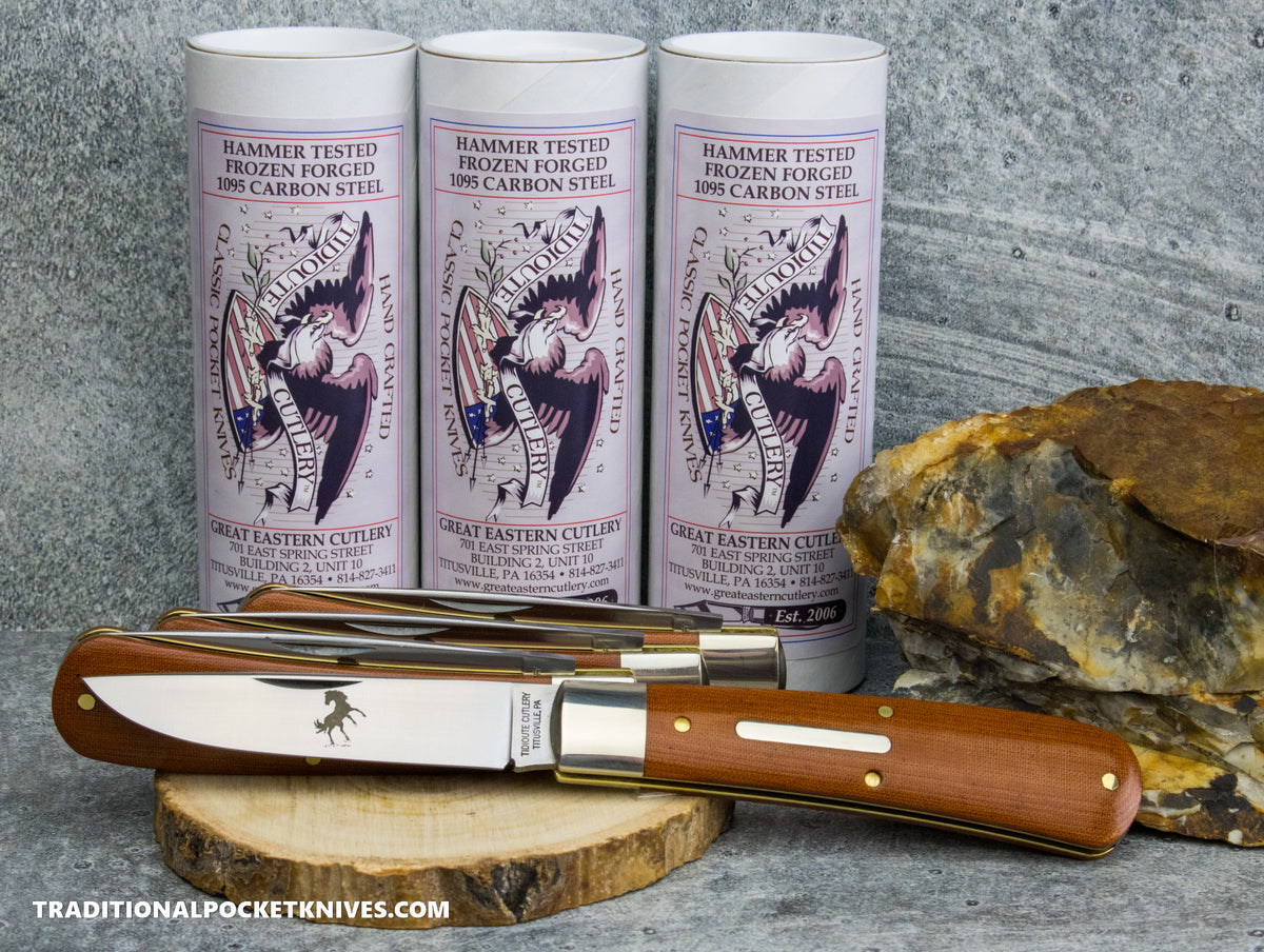 Great Eastern Cutlery #745125 Tidioute Cutlery Mustang Rust Linen Micarta