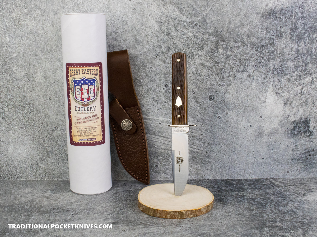 Great Eastern Cutlery #H10125 "Practical Knives" Hunter Knife Antique Yellow Jigged Bone