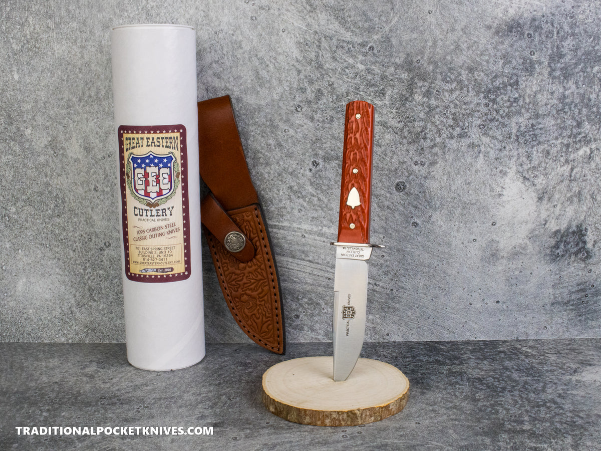 Great Eastern Cutlery #H10125 "Practical Knives" Hunter Knife Jigged Orange Micarta