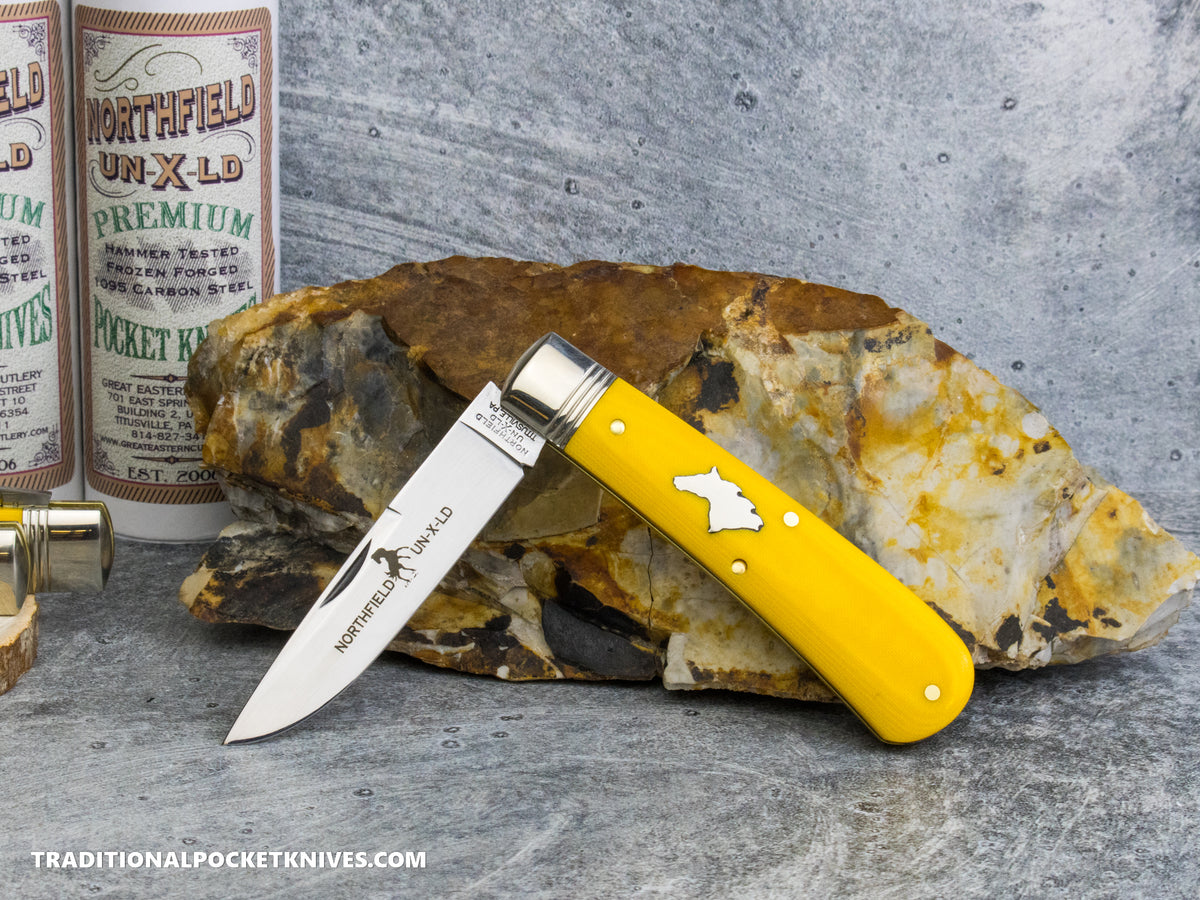 Great Eastern Cutlery #745125 Northfield UNXLD Mustang Yellow Linen Micarta