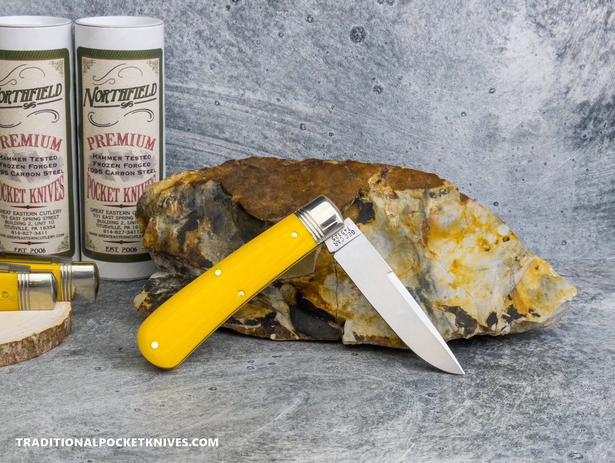 Great Eastern Cutlery #745125 Northfield UNXLD Mustang Yellow Linen Micarta *Satin*