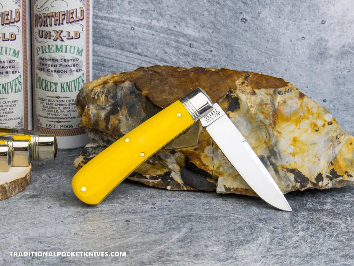 Great Eastern Cutlery #745125 Northfield UNXLD Mustang Yellow Linen Micarta