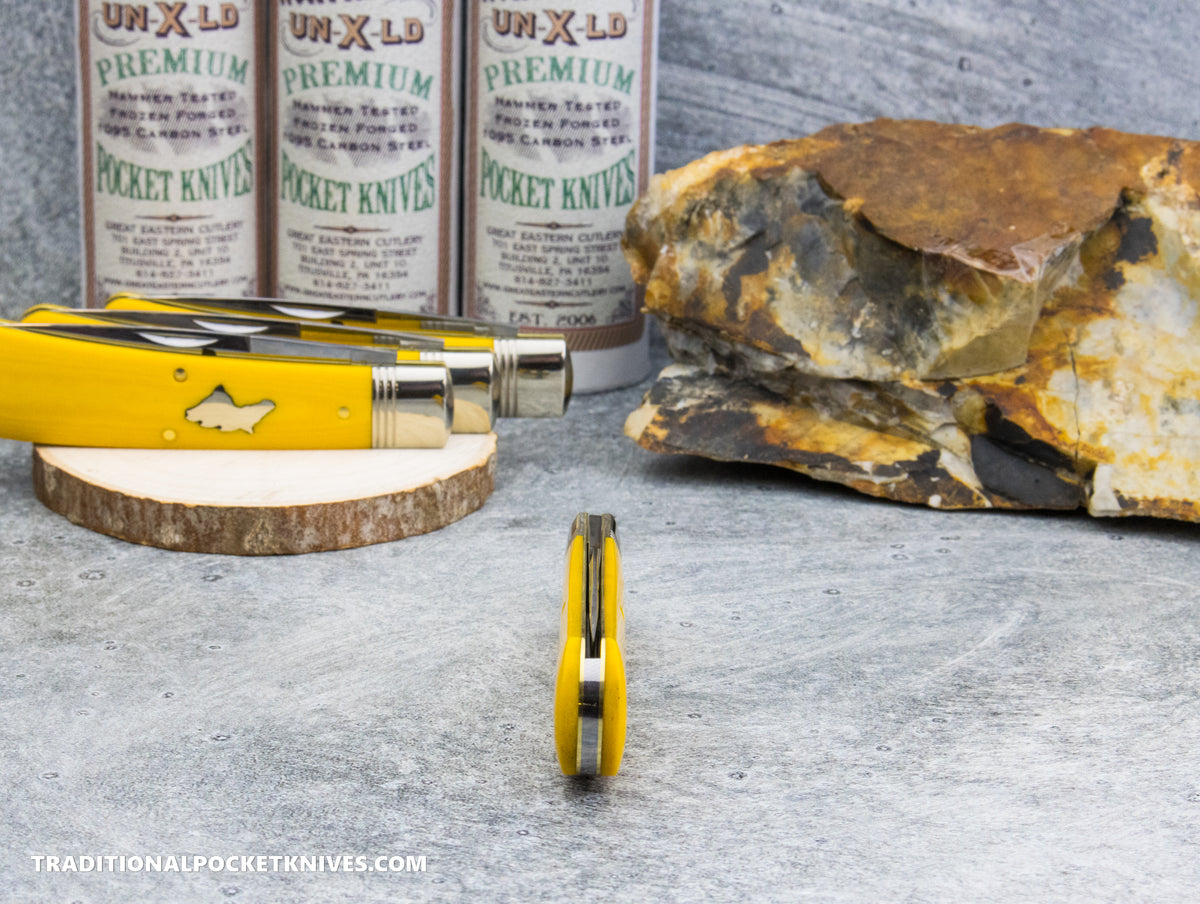 Great Eastern Cutlery #745125 Northfield UNXLD Mustang Yellow Linen Micarta