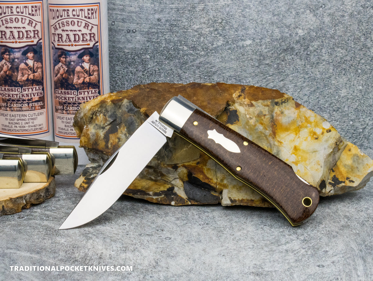 Great Eastern Cutlery #421125LB Tidioute Cutlery Missouri Trader Lockback Brown Burlap Micarta
