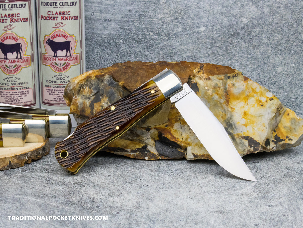 Great Eastern Cutlery #421125LB Tidioute Cutlery Missouri Trader Lockback Antique Yellow Jigged Bone