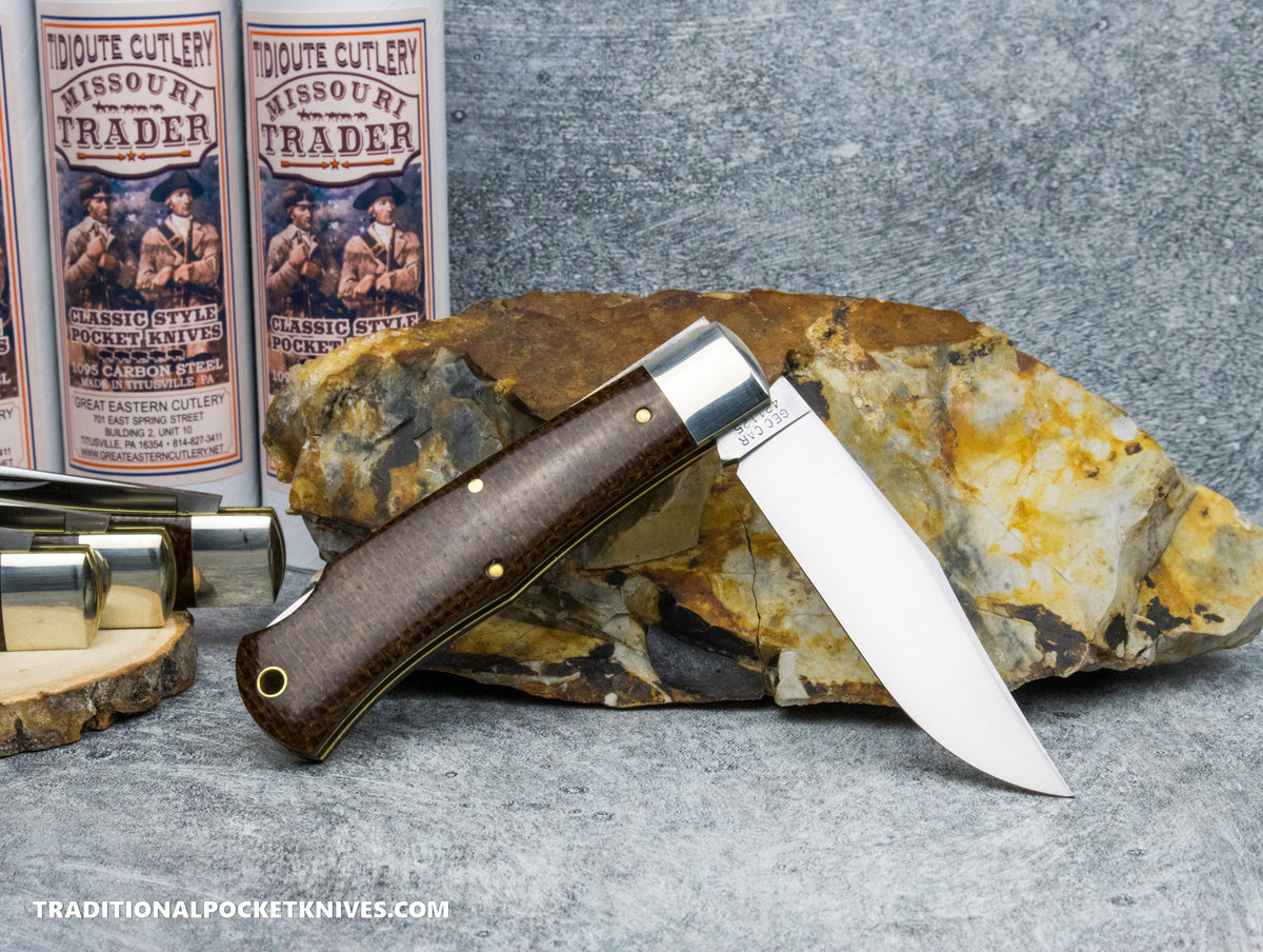 Great Eastern Cutlery #421125LB Tidioute Cutlery Missouri Trader Lockback Brown Burlap Micarta