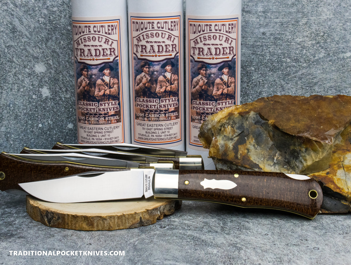 Great Eastern Cutlery #421125LB Tidioute Cutlery Missouri Trader Lockback Brown Burlap Micarta