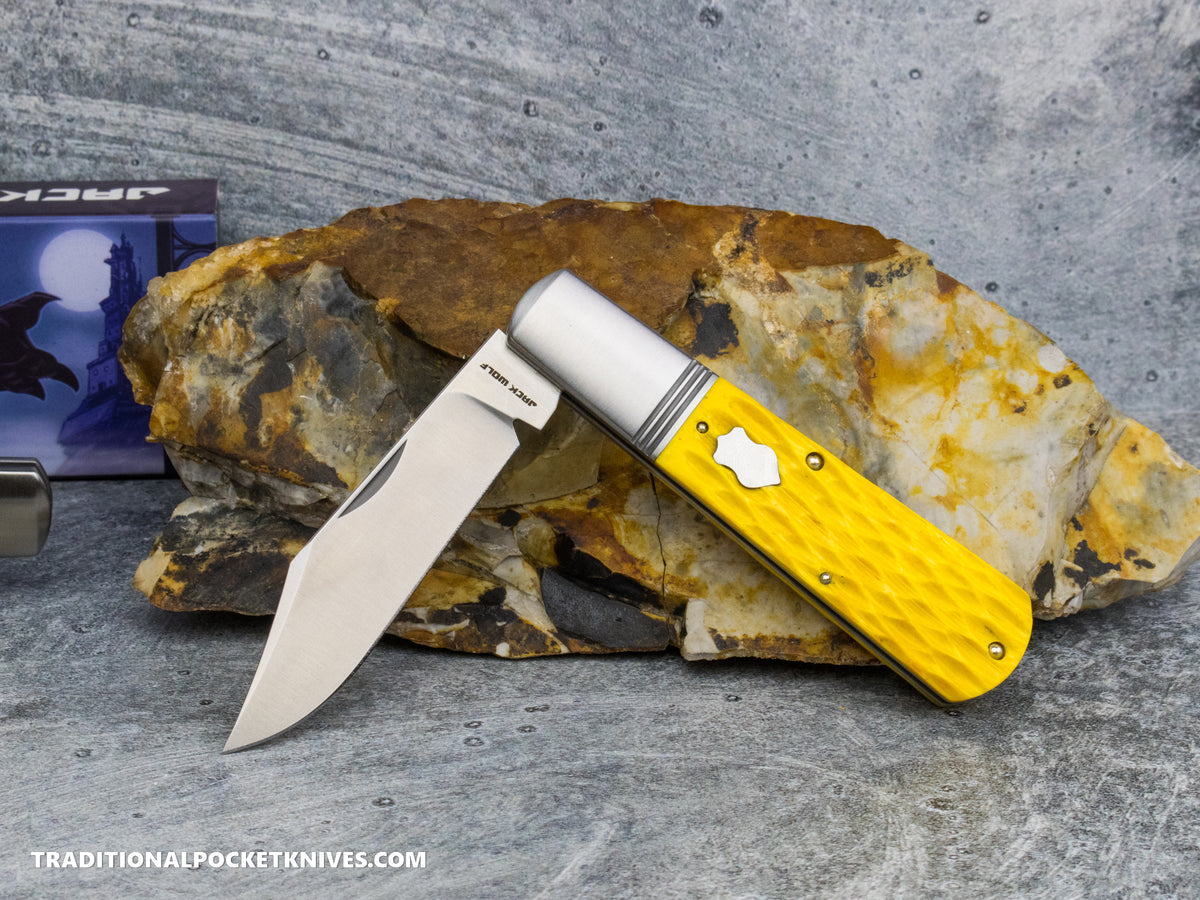 Jack Wolf Knives Gateway Barlow Yellow Jigged Bone - Gateway Series
