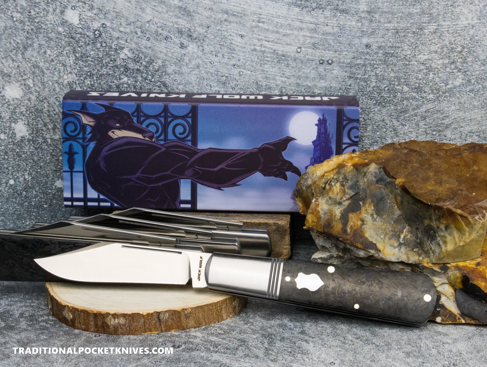 Jack Wolf Knives Gateway Barlow Black Carbon Fiber - Gateway