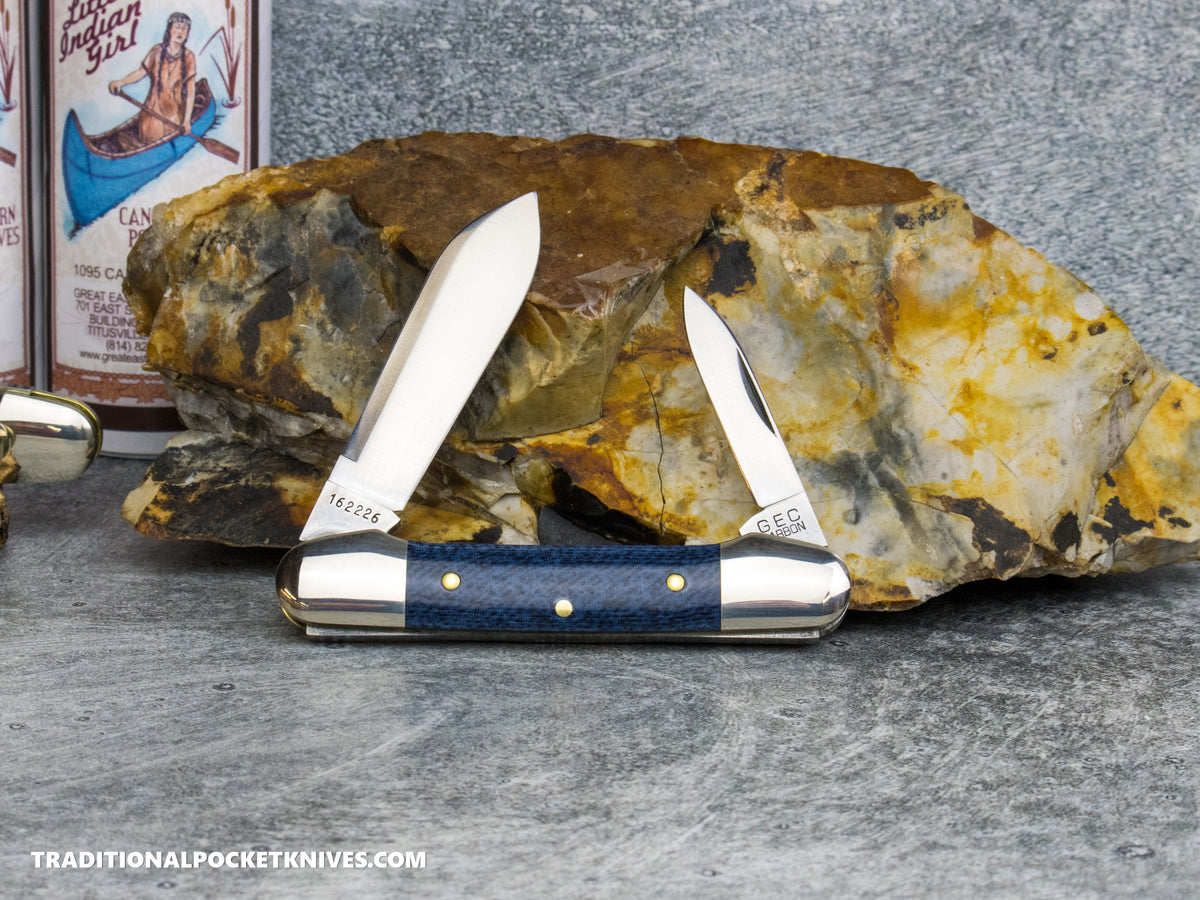 Great Eastern Cutlery #162226 Tidioute Cutlery Little Indian Girl Canoe Denim Blue Micarta