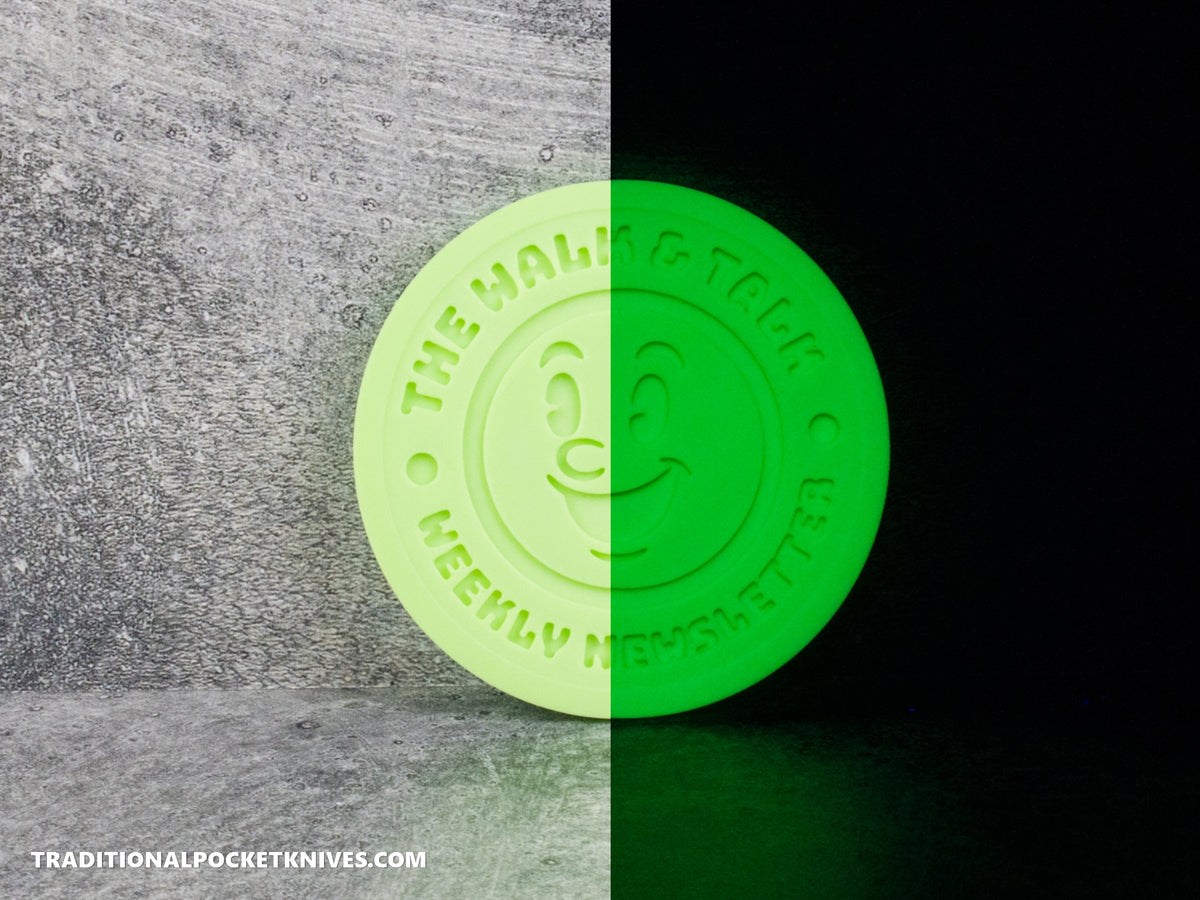 C. Risner Cutlery "The Walk & Talk Newsletter" Coaster - Glow in the Dark Green