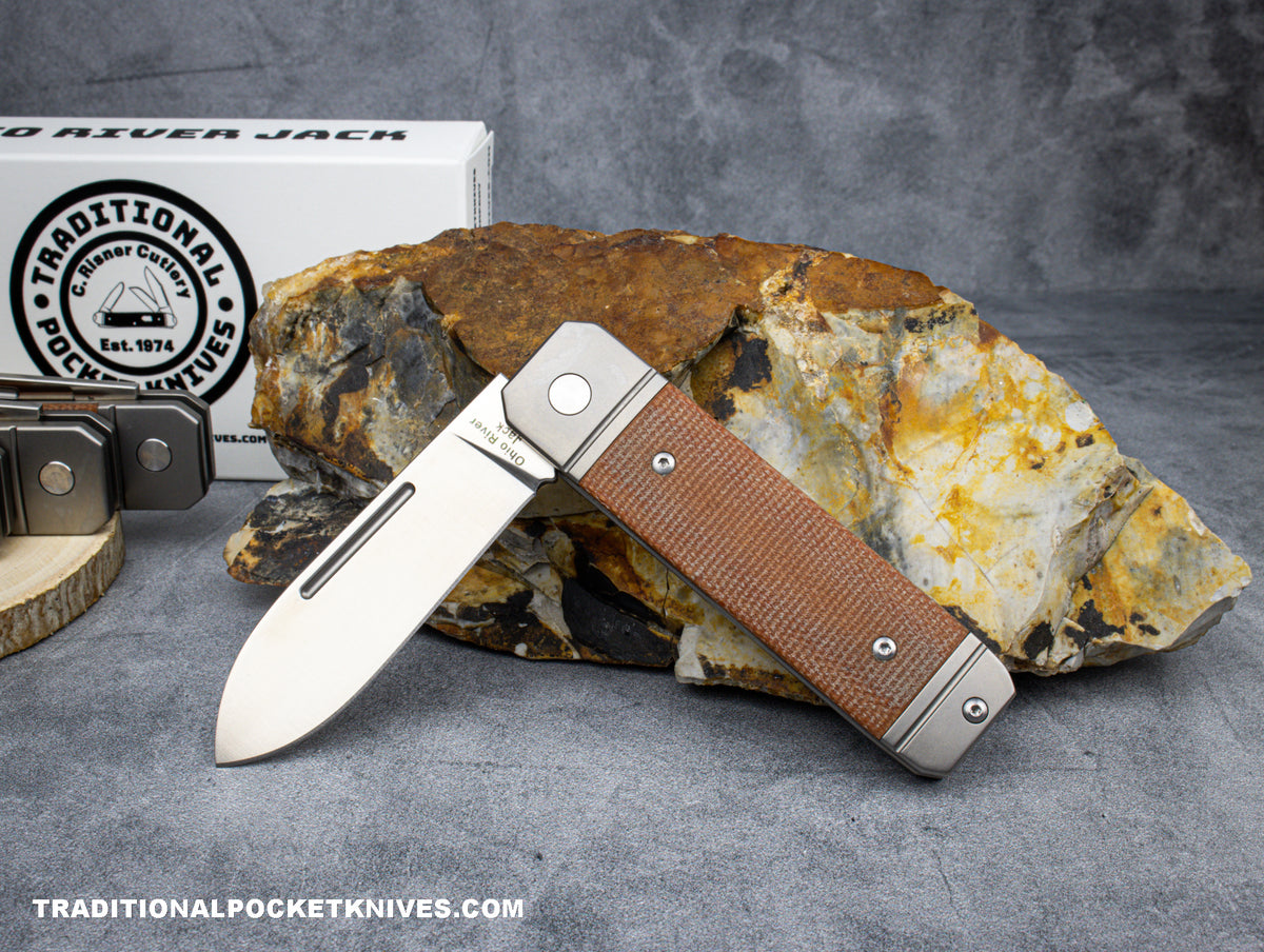 Ohio River Jack: Single Spearpoint Natural Canvas Micarta