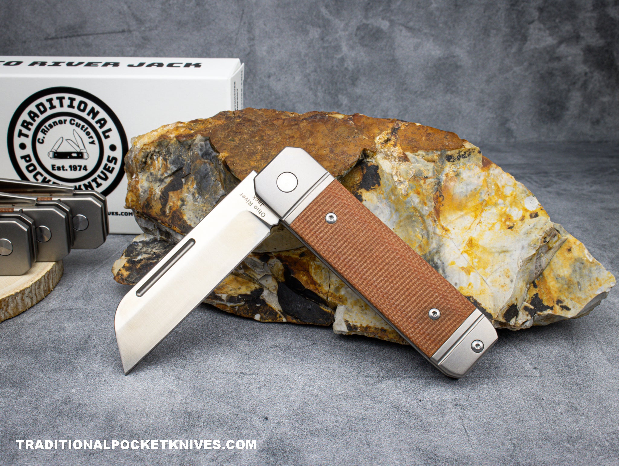 Ohio River Jack: Single Sheepsfoot Natural Canvas Micarta - C