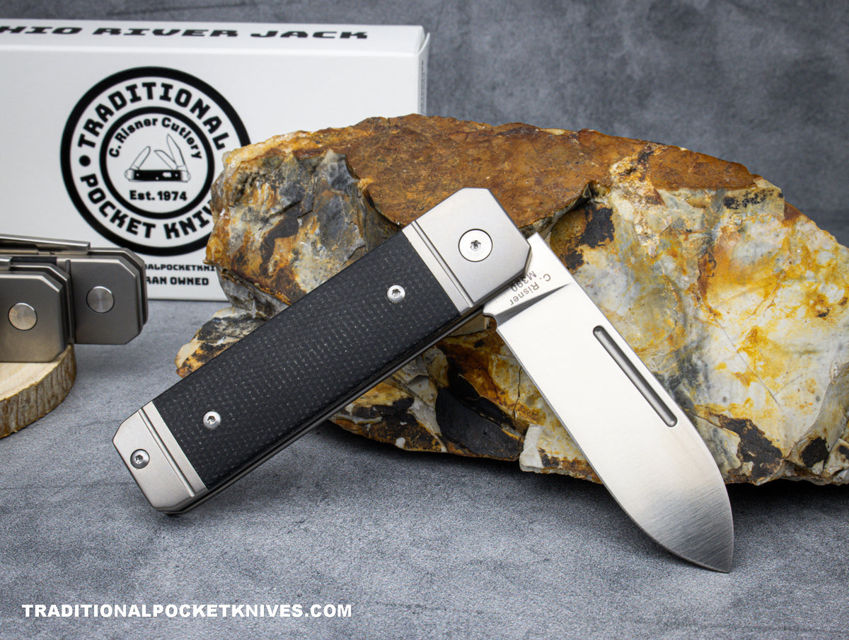 Ohio River Jack: Single Spearpoint Black Canvas Micarta