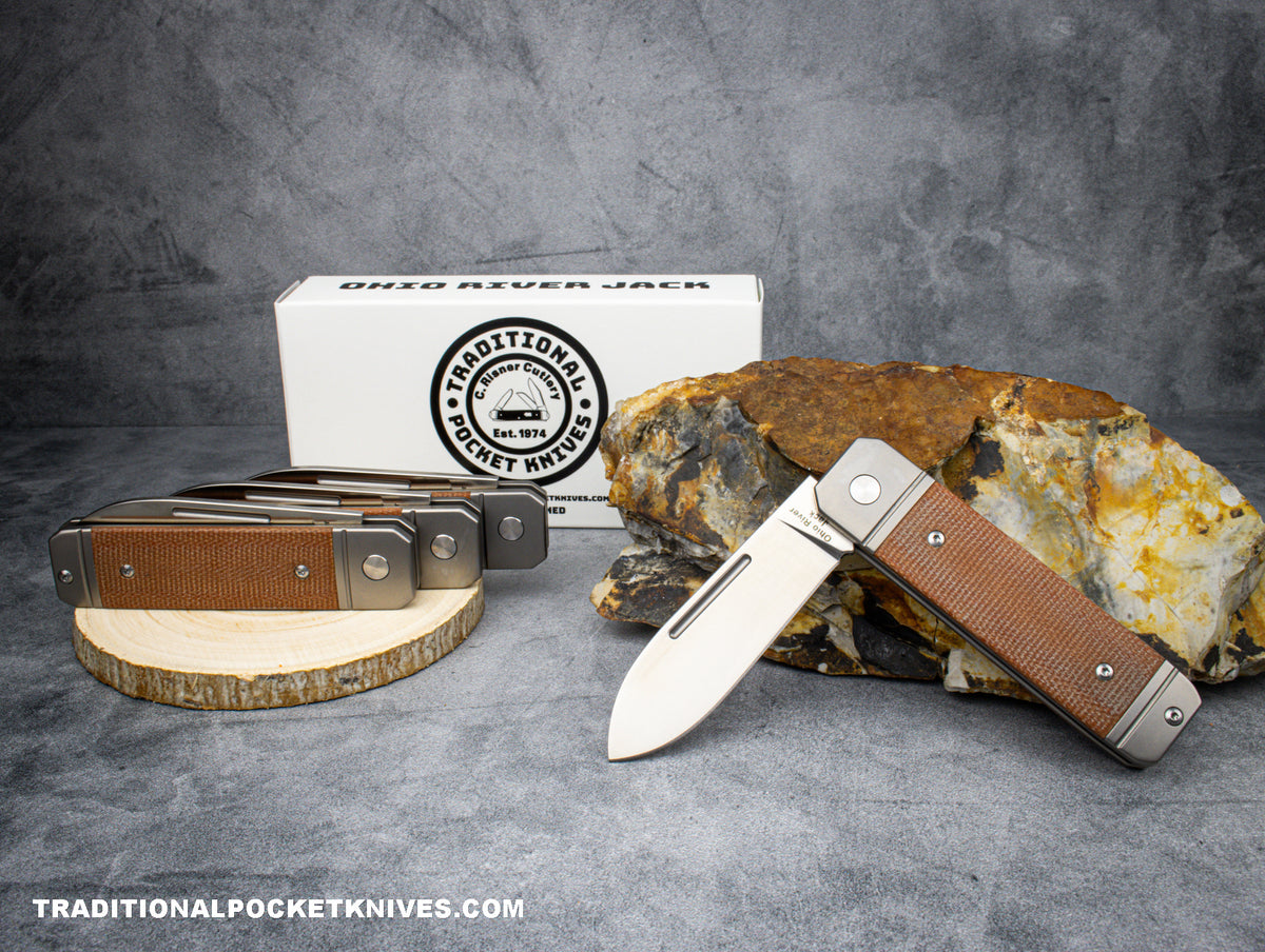 Ohio River Jack: Single Spearpoint Natural Canvas Micarta