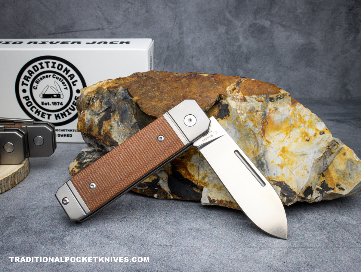 Ohio River Jack: Single Spearpoint Natural Canvas Micarta