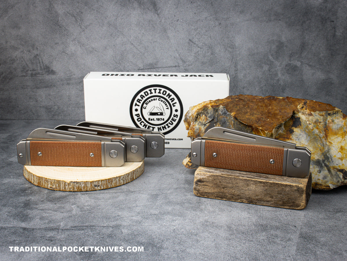 Ohio River Jack: Single Sheepsfoot Natural Canvas Micarta