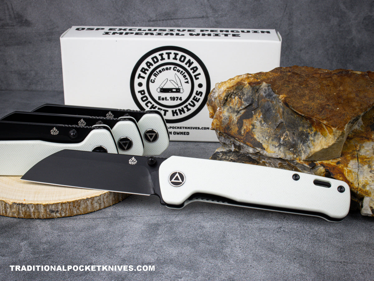 QSP Exclusive Penguin Knife QS130 Imperial White G10 M390