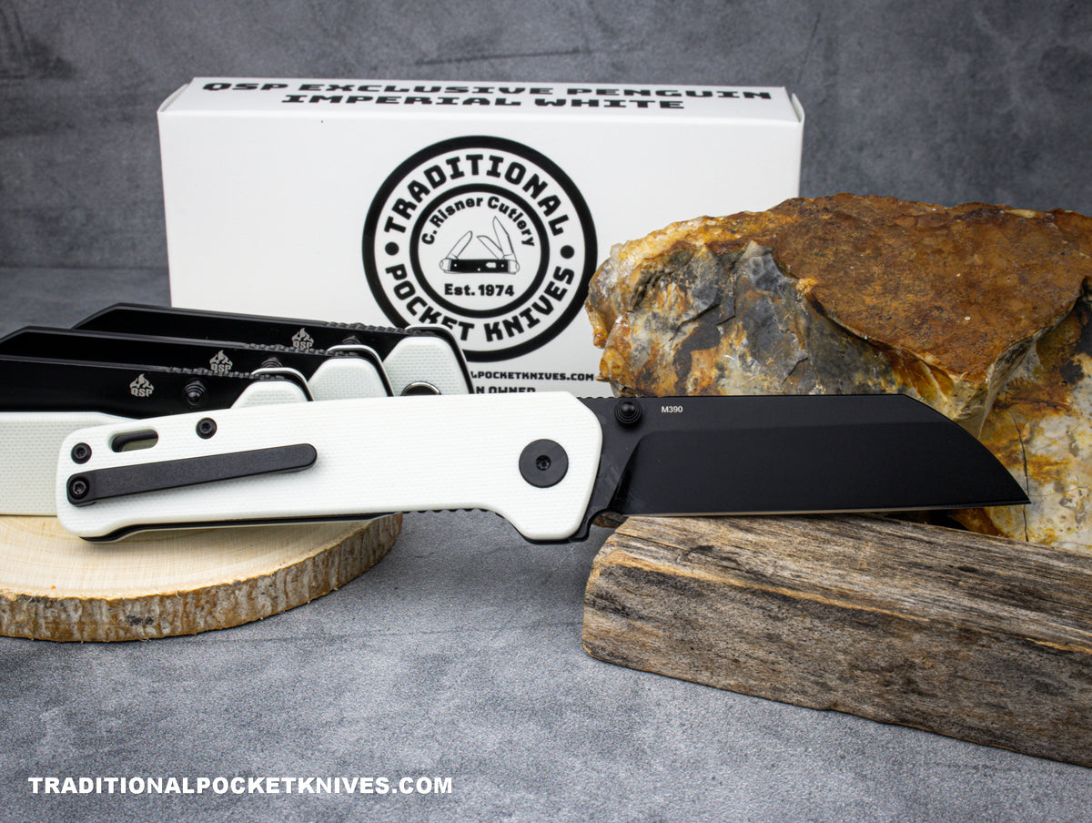 QSP Exclusive Penguin Knife QS130 Imperial White G10 M390