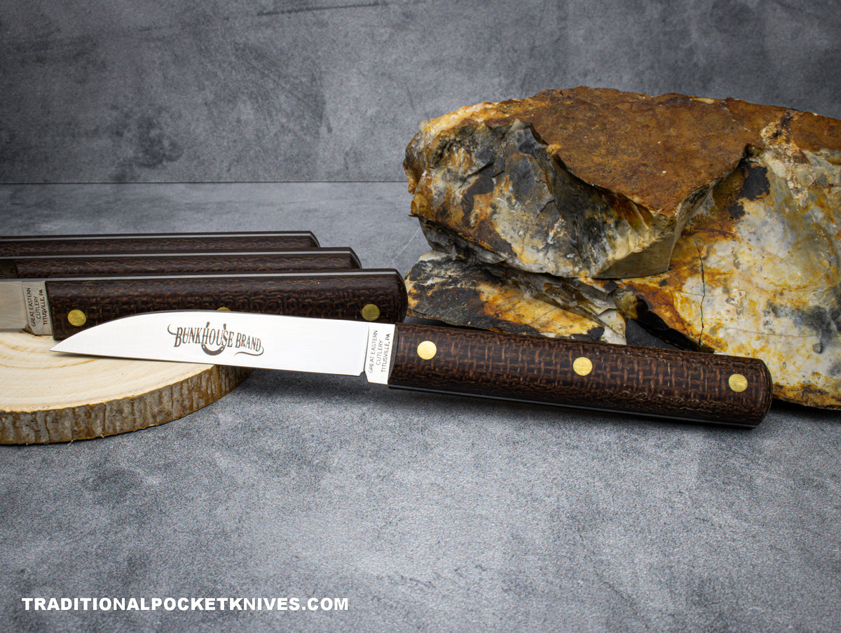 Great Eastern Cutlery #K32CAR Bunkhouse Brand Slicing Knife Rustic Brown Burlap