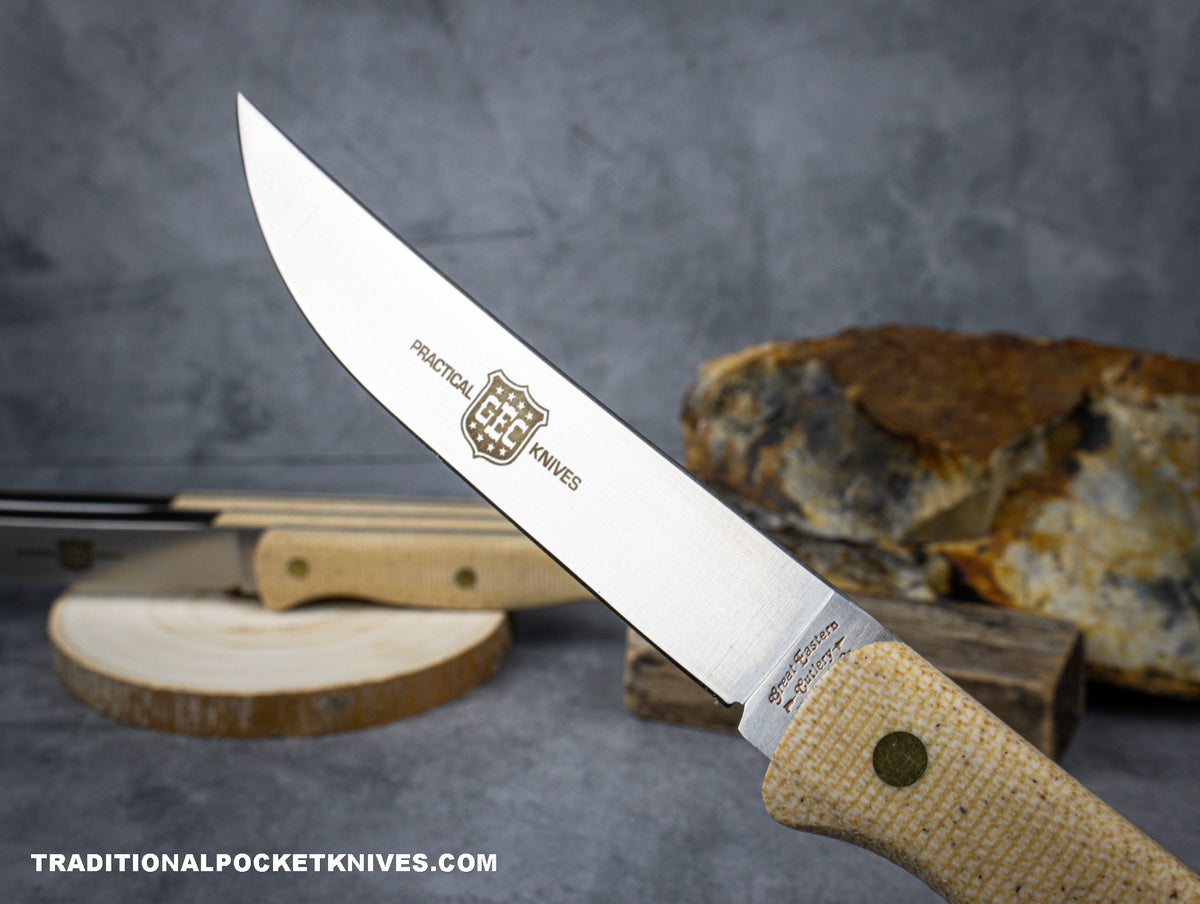 Great Eastern Cutlery #K43SS &quot;Practical Knives&quot; Steak Knife Rustic Muslin Micarta