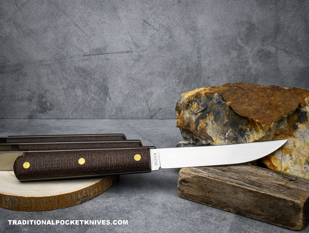 Great Eastern Cutlery #K33CAR Bunkhouse Brand Steak Knife Rustic Brown Burlap