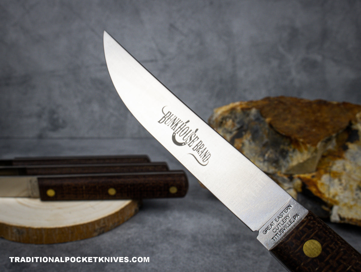 Great Eastern Cutlery #K33CAR Bunkhouse Brand Steak Knife Rustic Brown Burlap