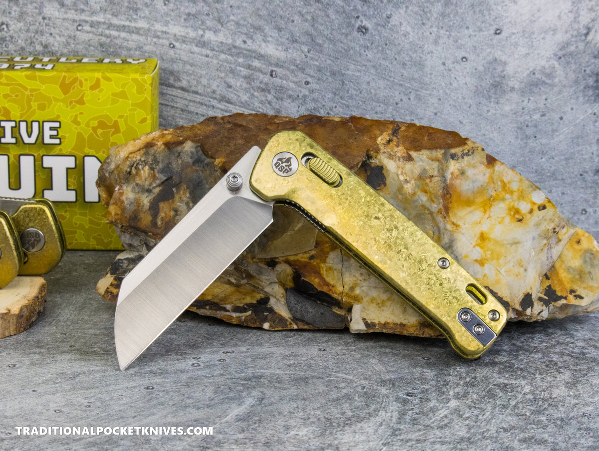 QSP Exclusive Penguin Glyde Lock Knife Gold Crystalized Titanium 154CM