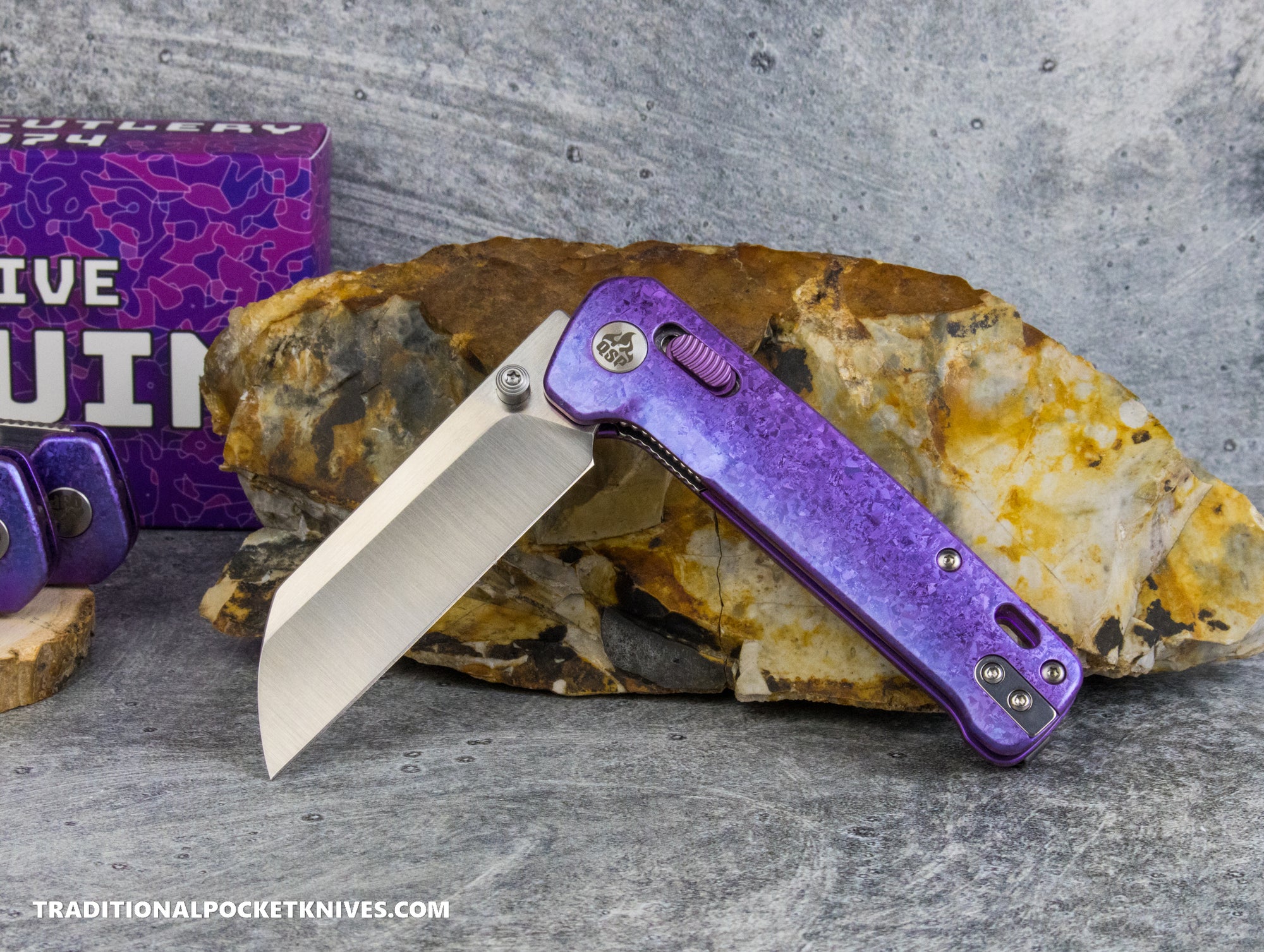 QSP Exclusive Penguin Glyde Lock Knife Purple Crystalized Titanium 154CM