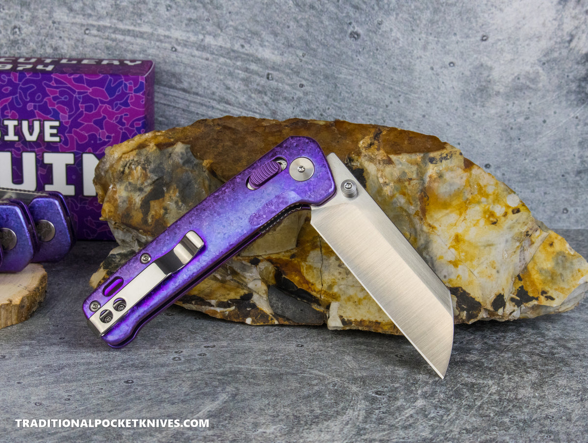 QSP Exclusive Penguin Glyde Lock Knife Purple Crystalized Titanium 154CM