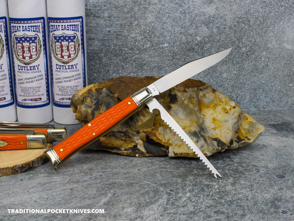 Great Eastern Cutlery #631226SS Fish Knife Fish School Jigged Orange Delrin