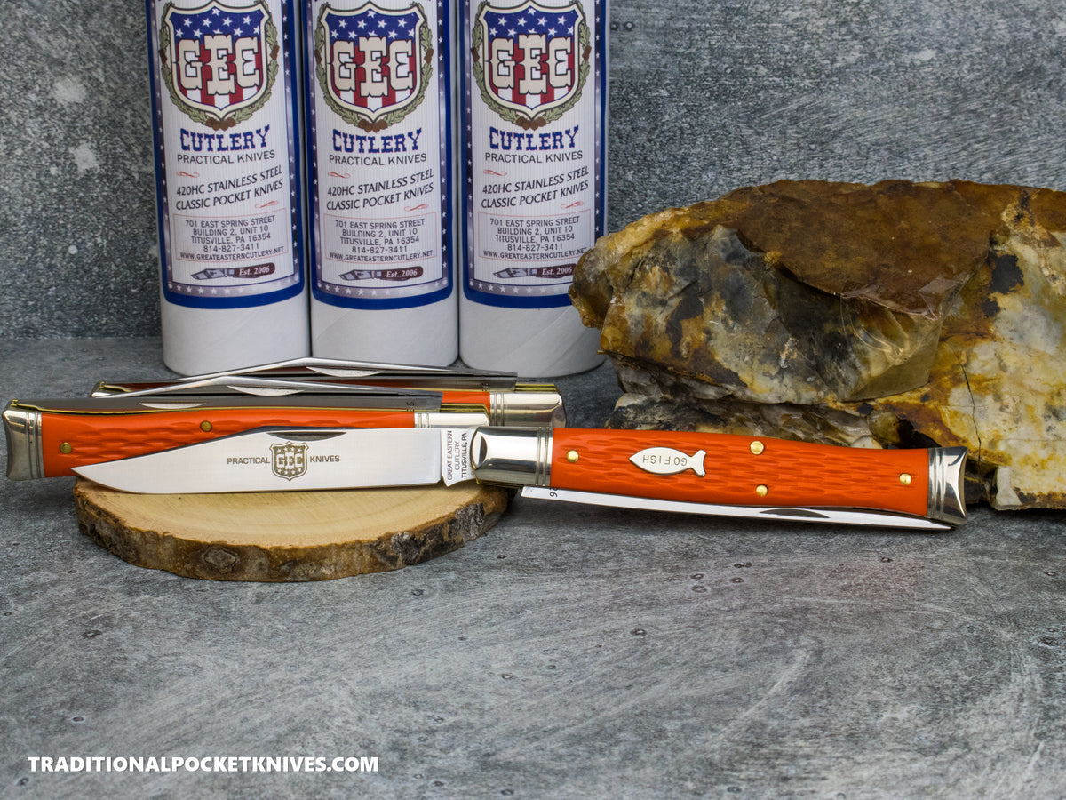 Great Eastern Cutlery #631226SS Fish Knife Fish School Jigged Orange Delrin