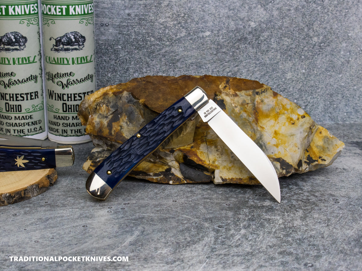 Cooper Cutlery Weed&Co. Blue Jigged Bone Trapper (W 5119 BJB)