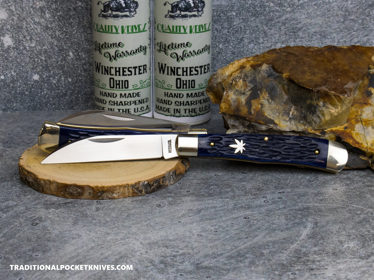 Cooper Cutlery Weed&Co. Blue Jigged Bone Trapper (W 5119 BJB)
