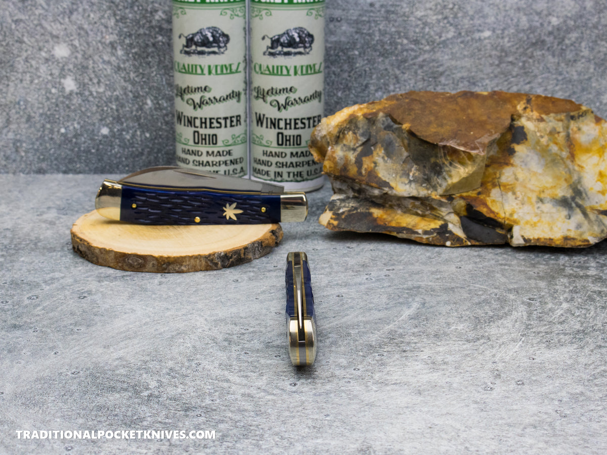 Cooper Cutlery Weed&Co. Blue Jigged Bone Trapper (W 5119 BJB)