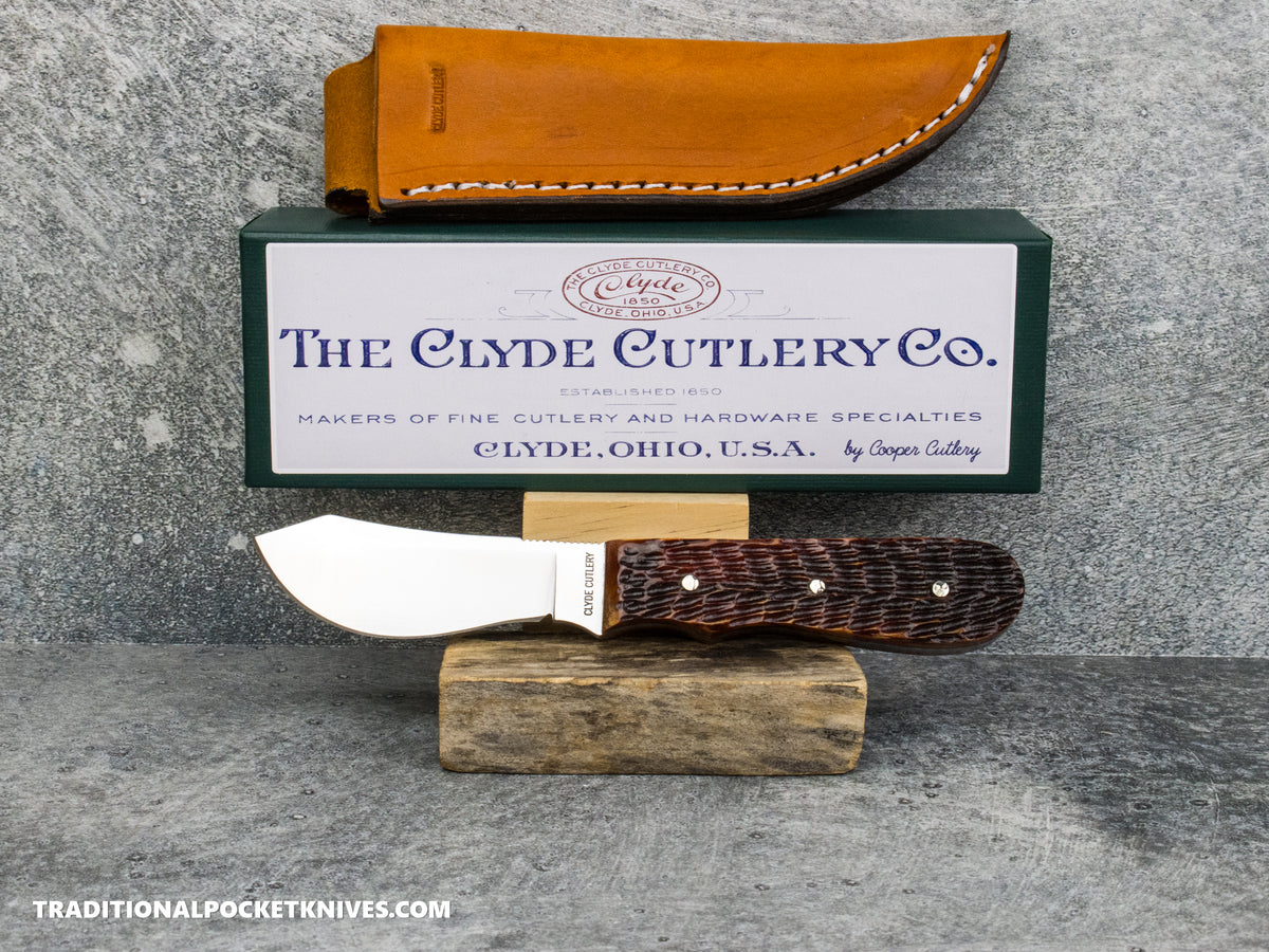 Cooper Cutlery Clyde Cutlery Co. Caper Rusty Red Jigged Bone Fixed Blade (CAPER RRJB)