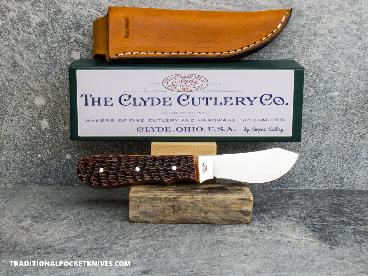 Cooper Cutlery Clyde Cutlery Co. Caper Rusty Red Jigged Bone Fixed Blade (CAPER RRJB)