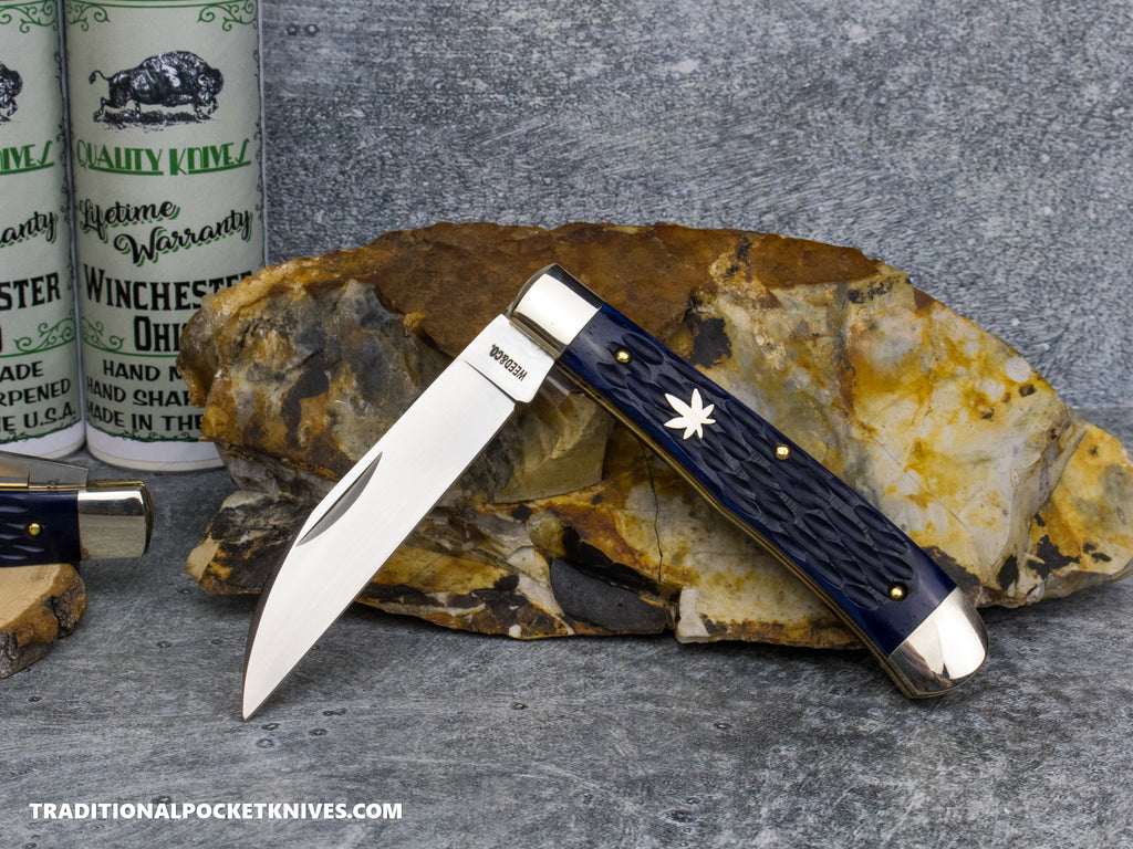 Cooper Cutlery Weed&Co. Blue Jigged Bone Trapper (W 5119 BJB) - C