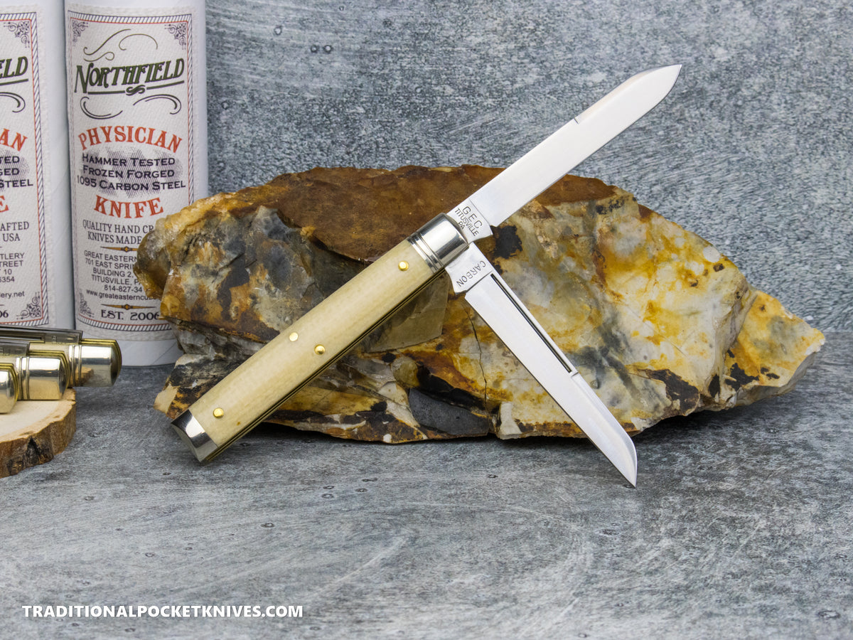 Great Eastern Cutlery #412226 Northfield UNXLD Town Physician Bone Burlap Micarta