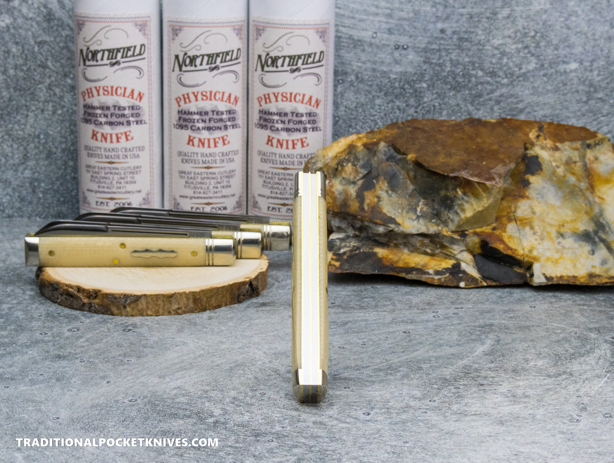 Great Eastern Cutlery #412226 Northfield UNXLD Town Physician Bone Burlap Micarta