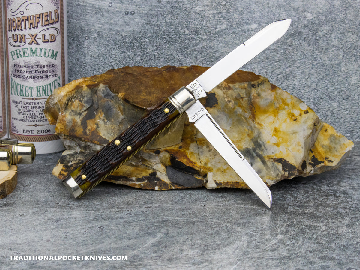 Great Eastern Cutlery #412226 Northfield UNXLD Town Physician Antique Yellow Jigged Bone