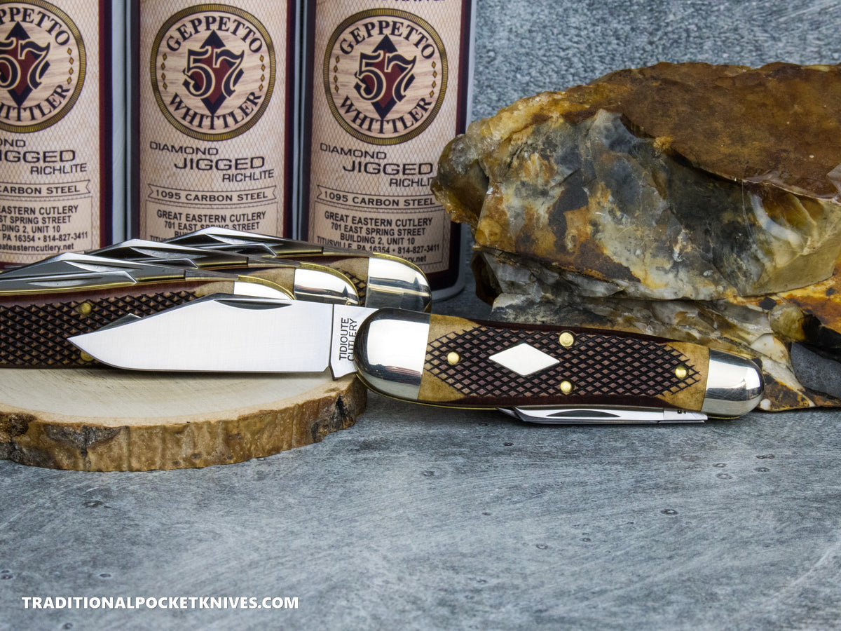 Great Eastern Cutlery #571326 Tidioute Cutlery Geppetto Whittler Chocolate Checkered Richlite