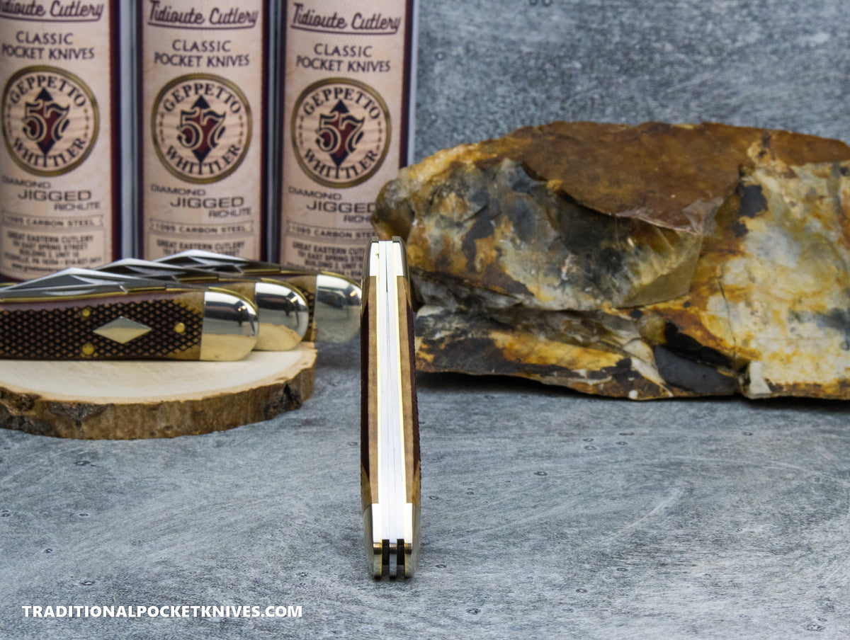 Great Eastern Cutlery #571326 Tidioute Cutlery Geppetto Whittler Chocolate Checkered Richlite