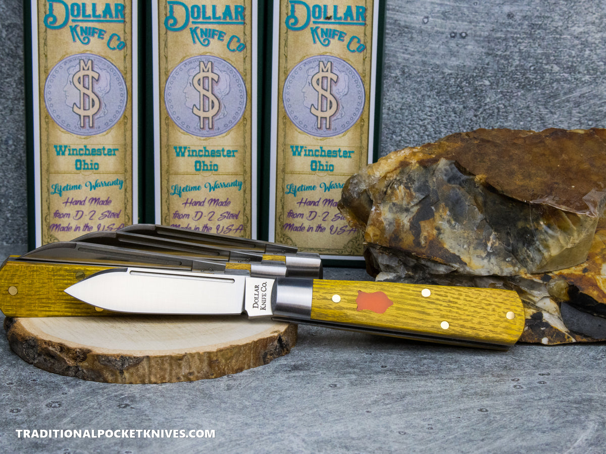 Cooper Cutlery Dollar Knife Co. Osage Orange Wood Orange Shield Jack (OO OS)