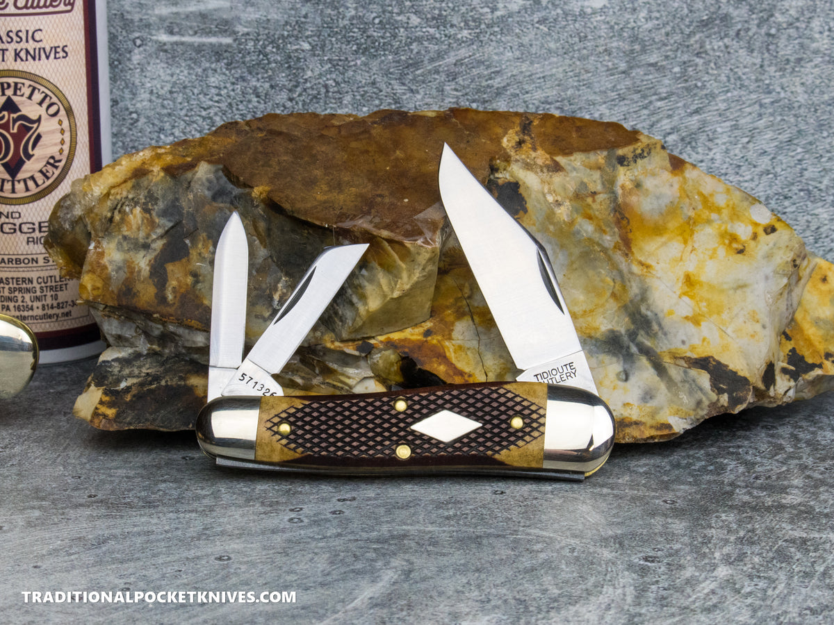 Great Eastern Cutlery #571326 Tidioute Cutlery Geppetto Whittler Chocolate Checkered Richlite