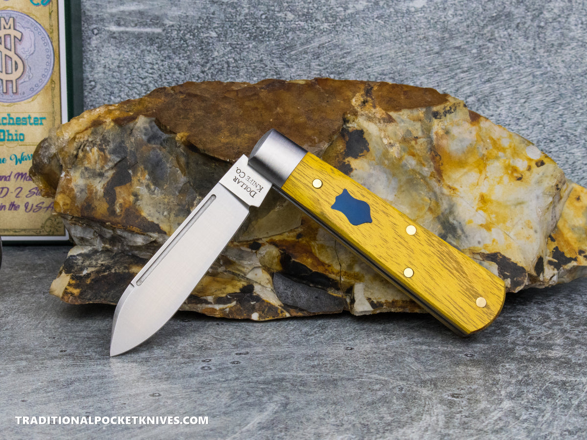 Cooper Cutlery Dollar Knife Co. Osage Orange Wood Blue Shield Jack (OO BS)