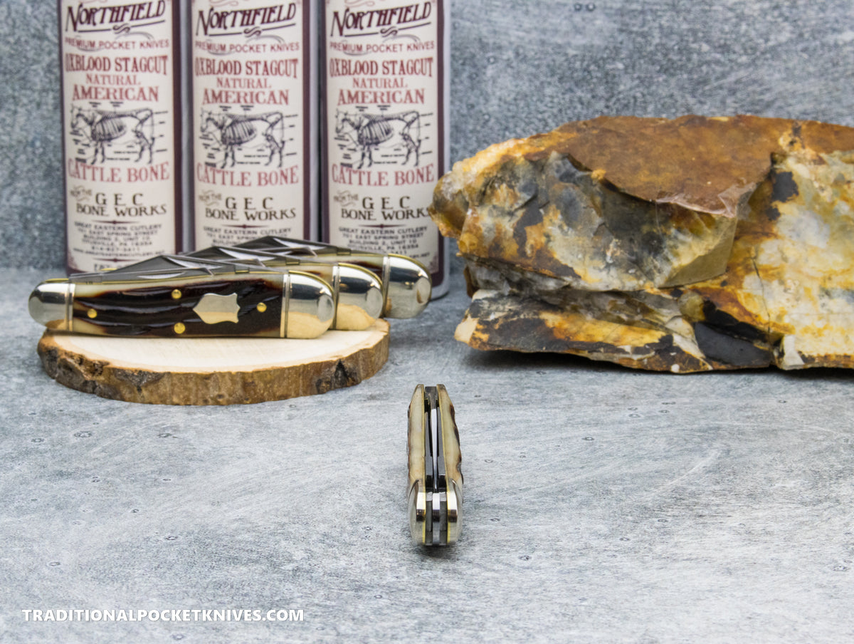 Great Eastern Cutlery #571326 Northfield UNXLD Geppetto Whittler Oxblood Stagcut Natural Bone *Satin*