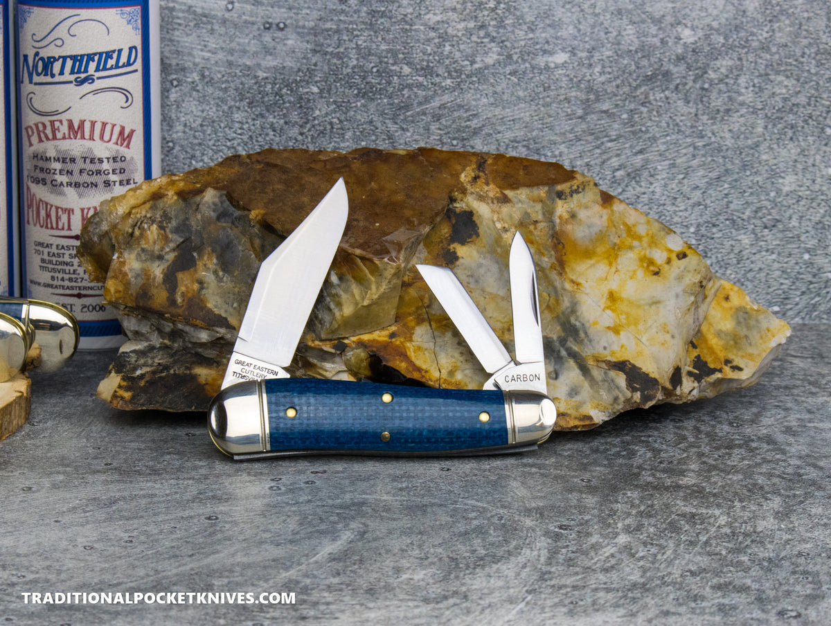 Great Eastern Cutlery #571326 Northfield UNXLD Geppetto Whittler Easter Egg Blue Burlap Micarta *Satin*