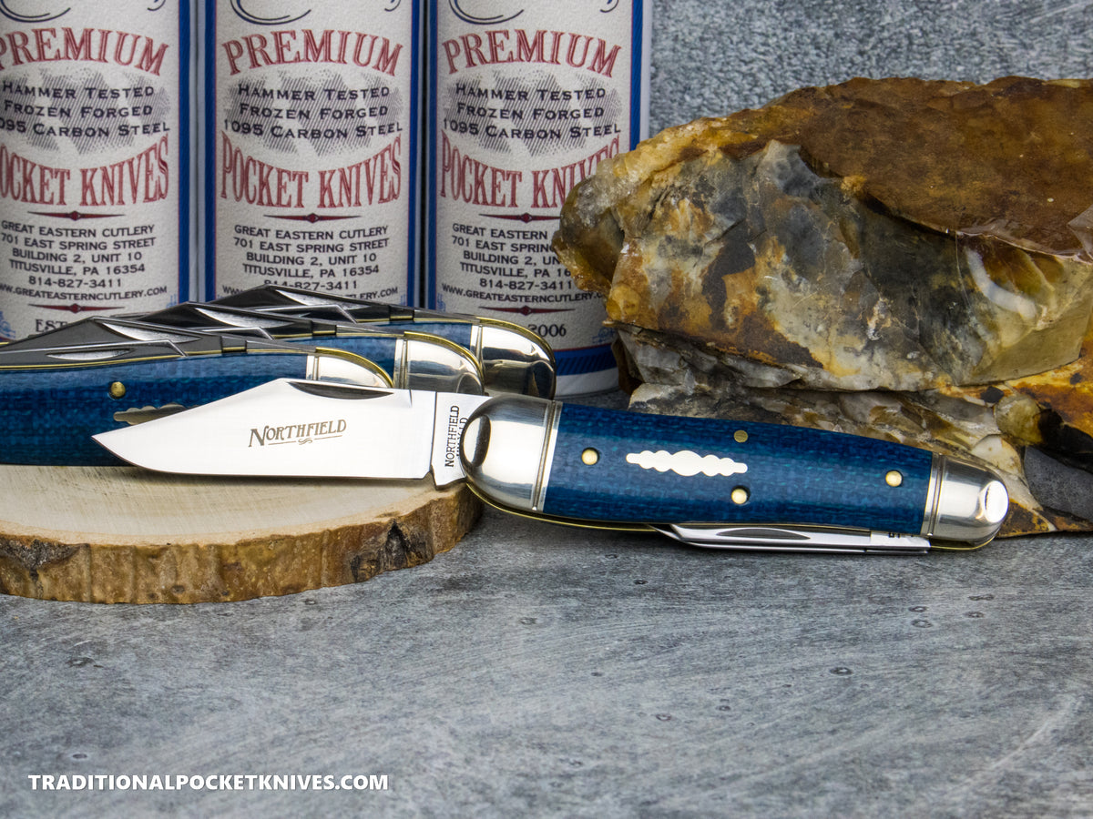 Great Eastern Cutlery #571326 Northfield UNXLD Geppetto Whittler Easter Egg Blue Burlap Micarta *Satin*